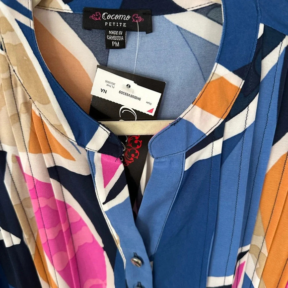 COCOMO PM Vibrant Multi Color 3/4Th Sleeves Top BNWT - Picture 5 of 9